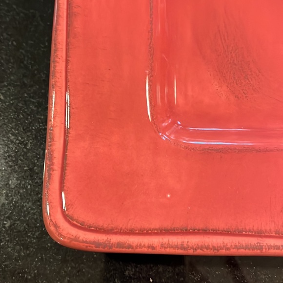 "ELITE"  Square Serving Platter / Charger "RHAPSODY - Salmon" by Gibson - Picture 4 of 7